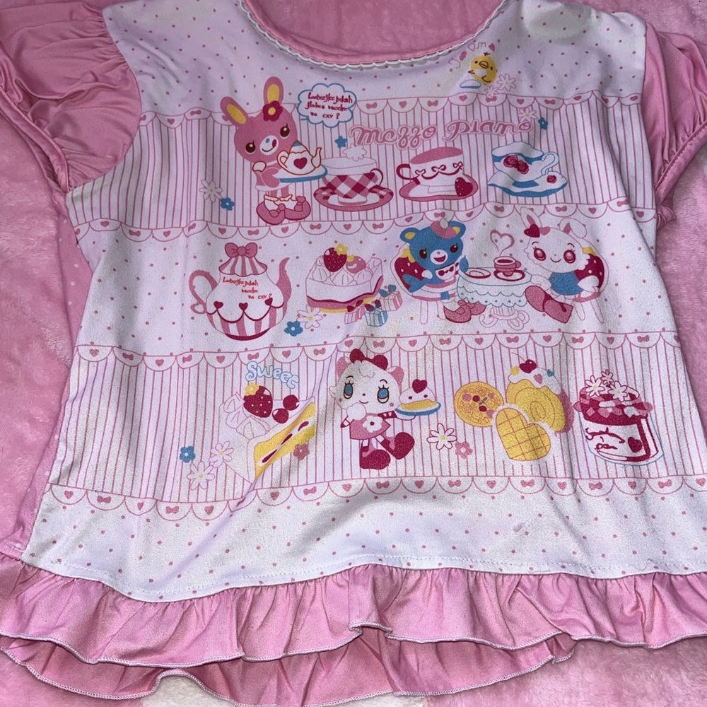 Cute Pink Cartoon Print Top